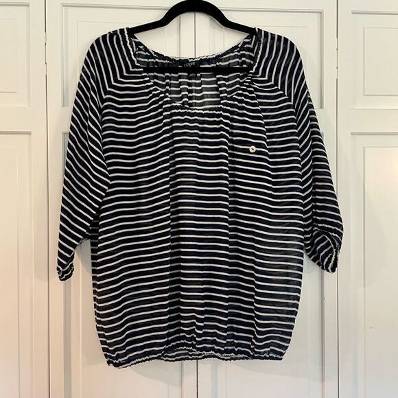 J.crew stripedĀ navy and white blousy topāsizeāsmall - Picture 1 of 8